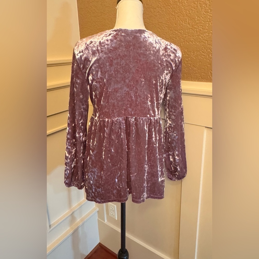 Style & Co. Velvet Floral Blouse - Mauve Women - Picture 5 of 15